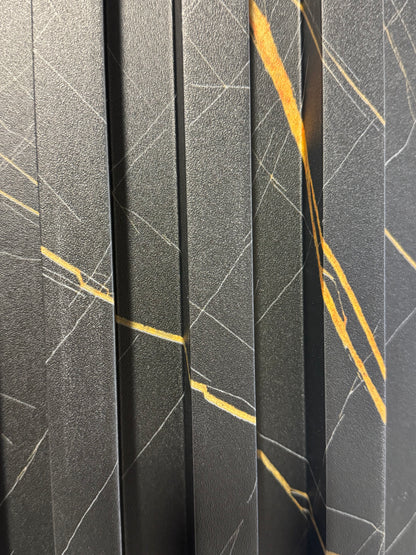 Panneaux cannelés en WPC, Noir veine dorée, 0,5 x 9,5 pied x 24 mm (10 panneaux/boite) - Panore