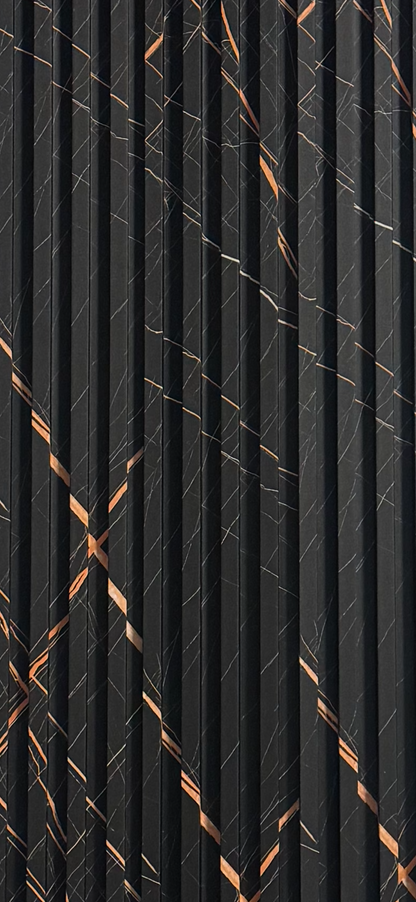 Panneaux cannelés en WPC, Noir veine dorée, 0,5 x 9,5 pied x 24 mm (10 panneaux/boite) - Panore