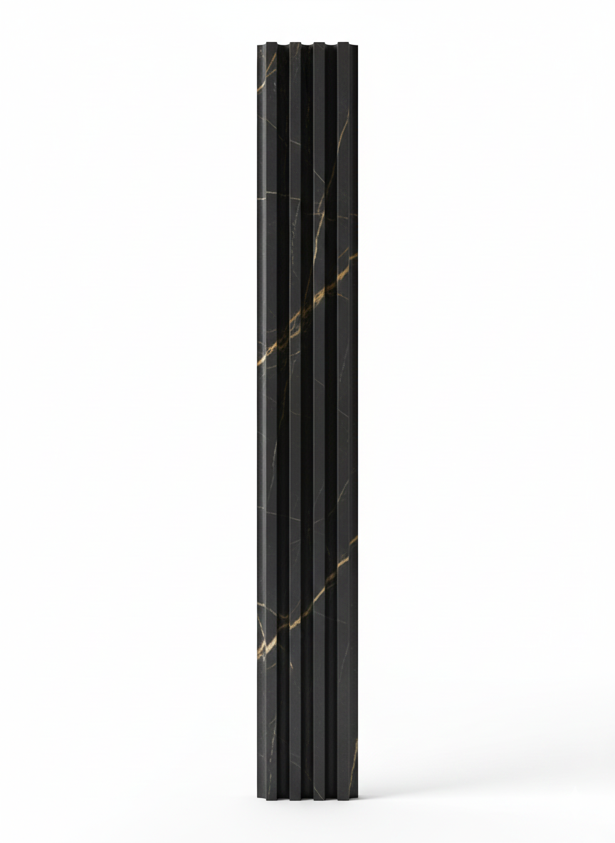 Panneaux cannelés en WPC, Noir veine dorée, 0,5 x 9,5 pied x 24 mm (10 pièces/boites) - Panore