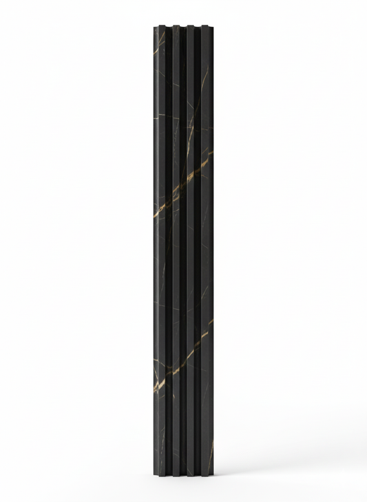 Panneaux cannelés en WPC, Noir veine dorée, 0,5 x 9,5 pied x 24 mm (10 pièces/boites) - Panore