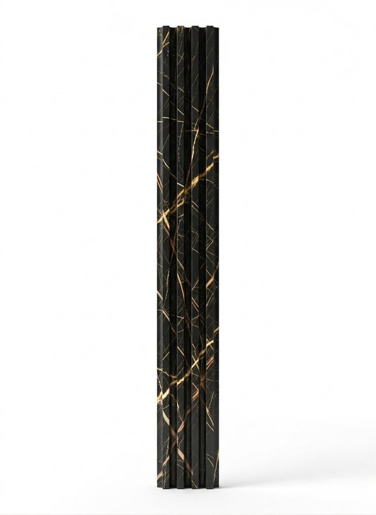 Panneaux cannelés en WPC, Noir veine dorée, 0,5 x 9,5 pied x 24 mm (10 pièces/boites) - Panore