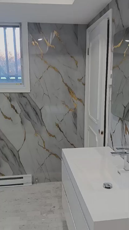 Panneaux Mural UV en PVC, Veine Doré , 4x8 pied 3mm