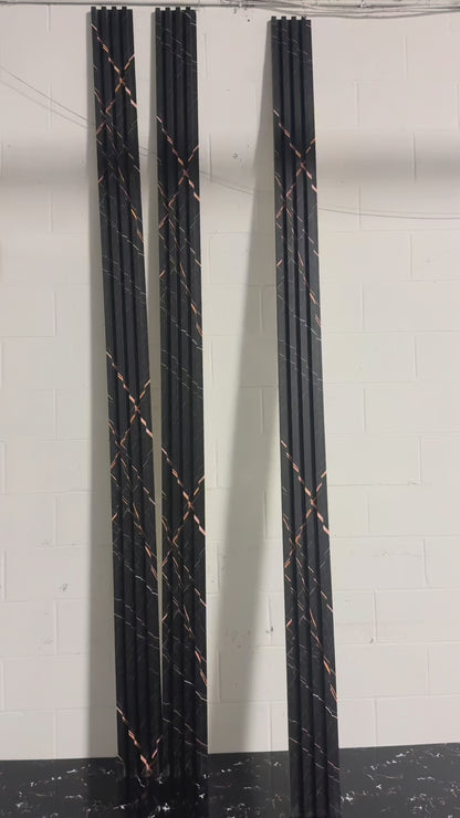 Panneaux cannelés en WPC, Noir veine dorée, 0,5 x 9,5 pied x 24 mm (10 panneaux/boite)